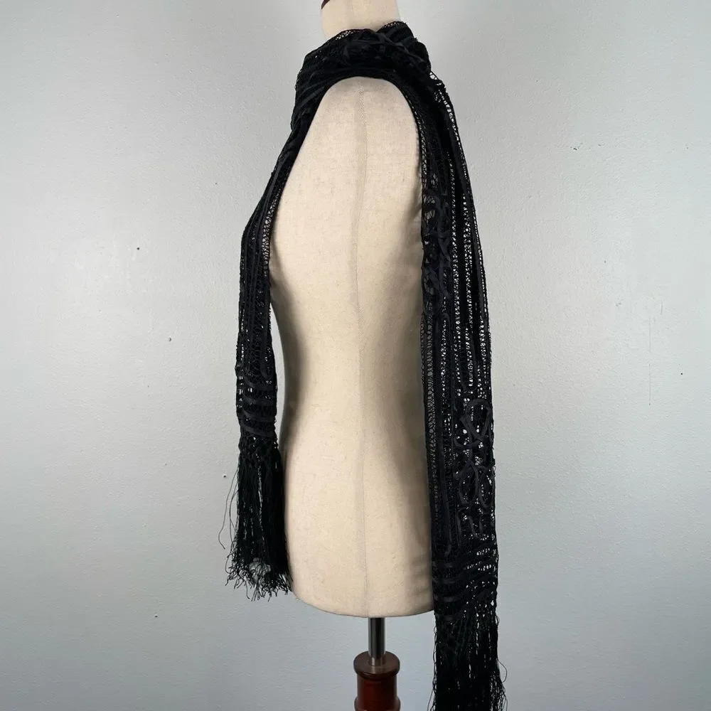 Chicos Black Silk Scarf EUC